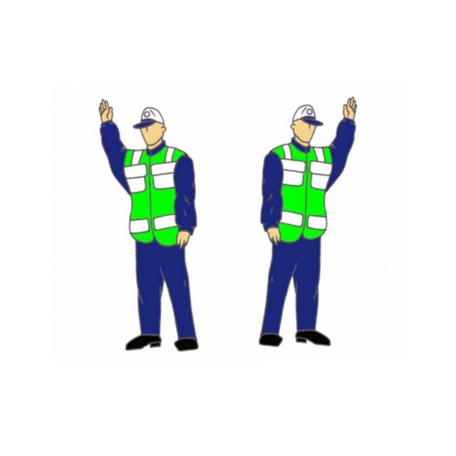 Trafiğin bütün istikametlere kapatıldığının sağ ve sol kol ile gösterimidir.